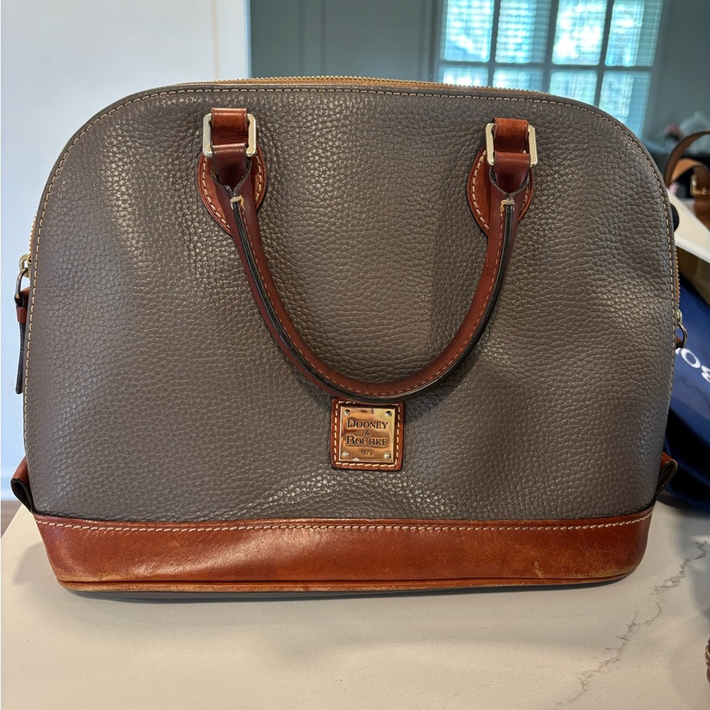 Dooney & Bourke Taupe Pebbled Leather Satchel